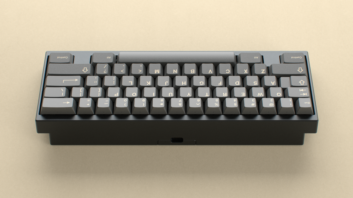  render of GMK CYL Boneyard on a black keyboard back view 