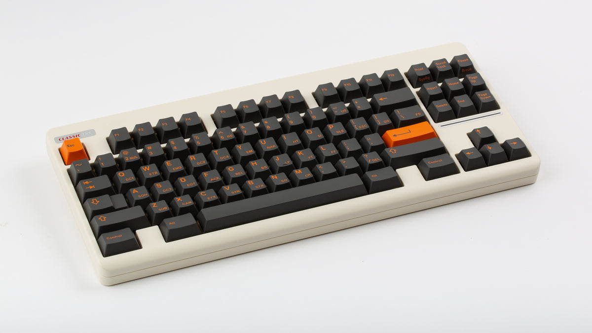  GMK CYL Carbon R3 on a Beige CLASSIC-TKL angled 