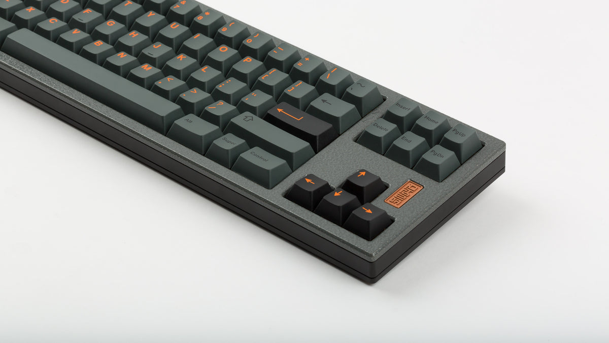  GMK CYL Cinder on grey keyboard zoomed in on right 
