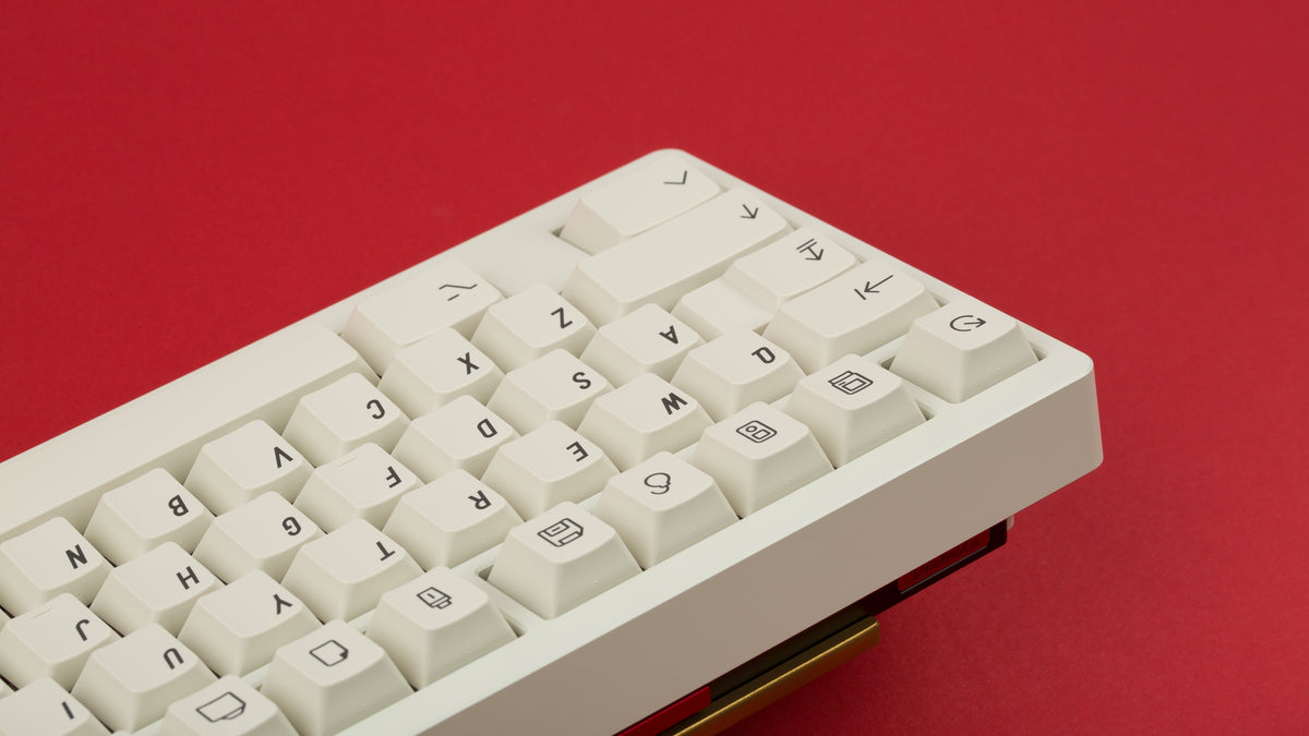  GMK CYL Extended 2048 on a white keyboard back view close up of left side 