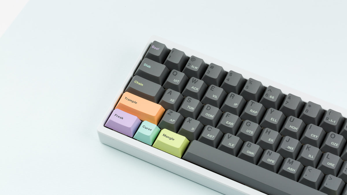  GMK CYL Fright Club on a white keyboard zoomed in on left 
