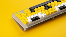 Load image into Gallery viewer, GMK CYL GREG 2 keycaps on a transparent 60 percent keyboard, right close-up with a blue GREG novelty key