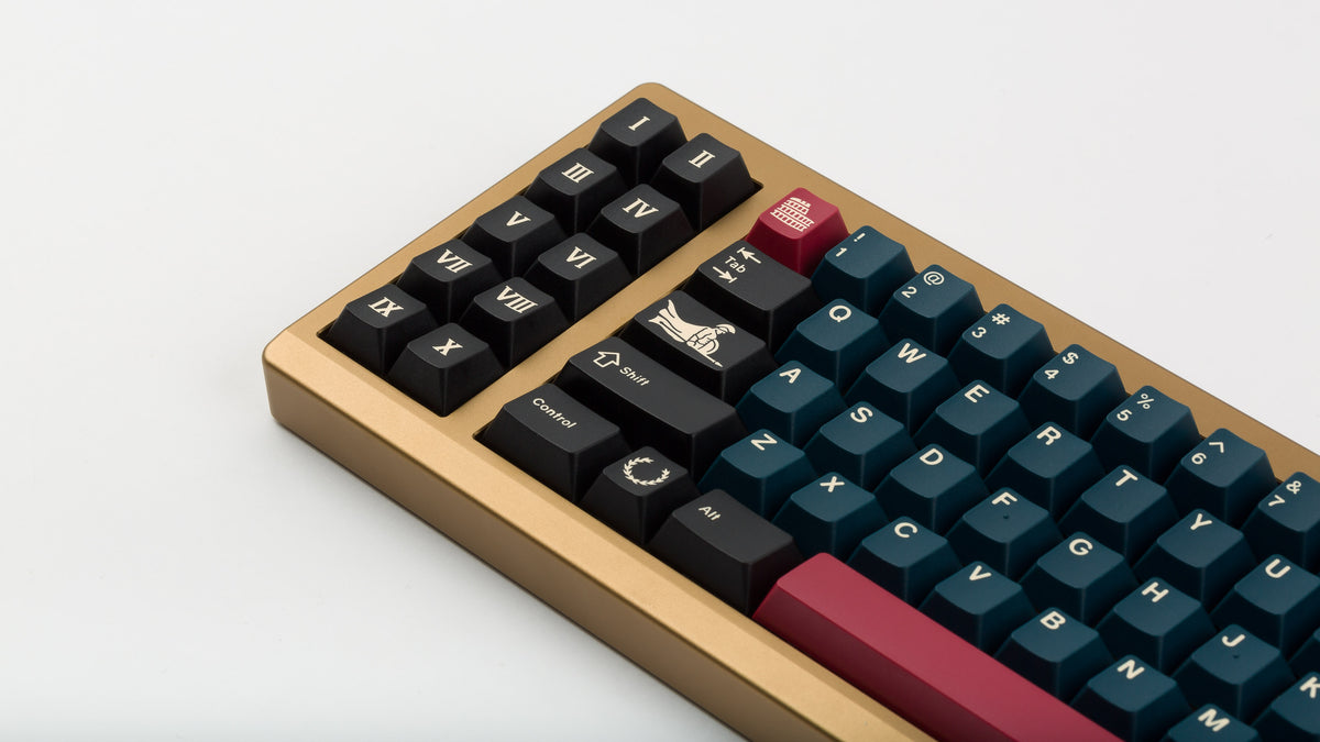  GMK CYL Gladiator on gold keyboard zoomed in on left 