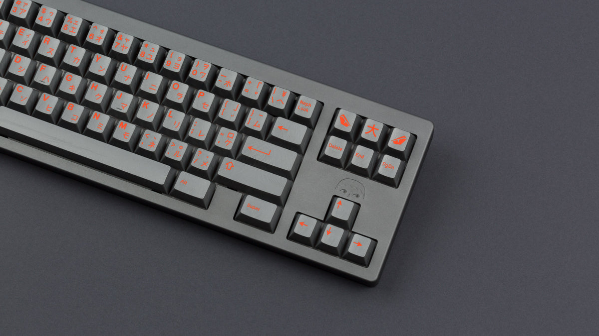  GMK CYL Kaiju Part Deux on dark grey keyboard zoomed in on right 