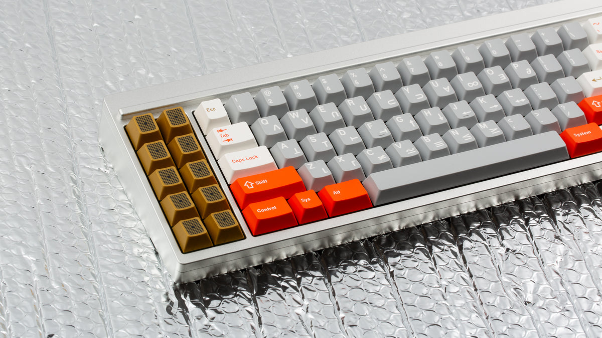  GMK CYL Mars Cadet on a silver keyboard close up on left side 