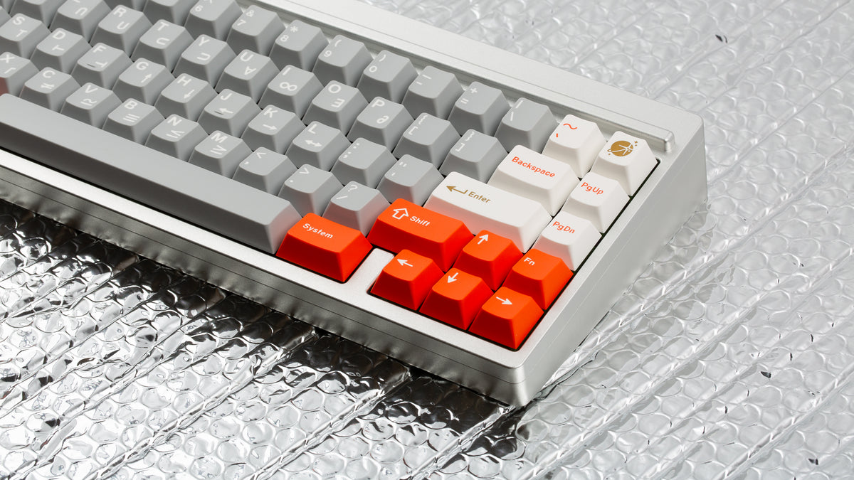  GMK CYL Mars Cadet on a silver keyboard close up on right side 