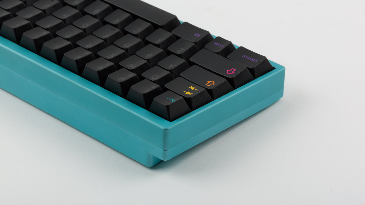  GMK CYL Mictlan on a blue keyboard back view left side 