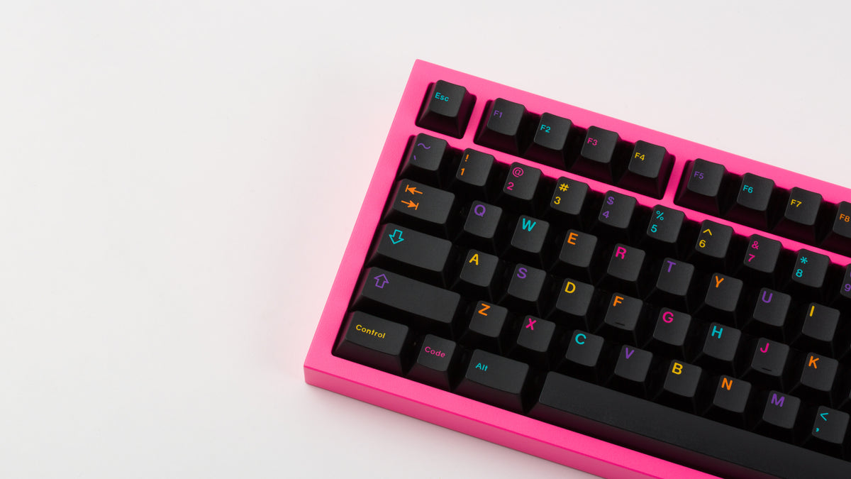  GMK CYL Mictlan on a pink keyboard zoomed in left 