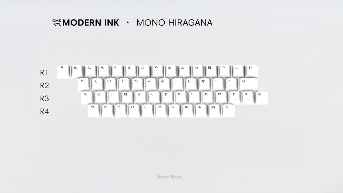  render of GMK CYL Modern Ink Mono Hiragana Kit 