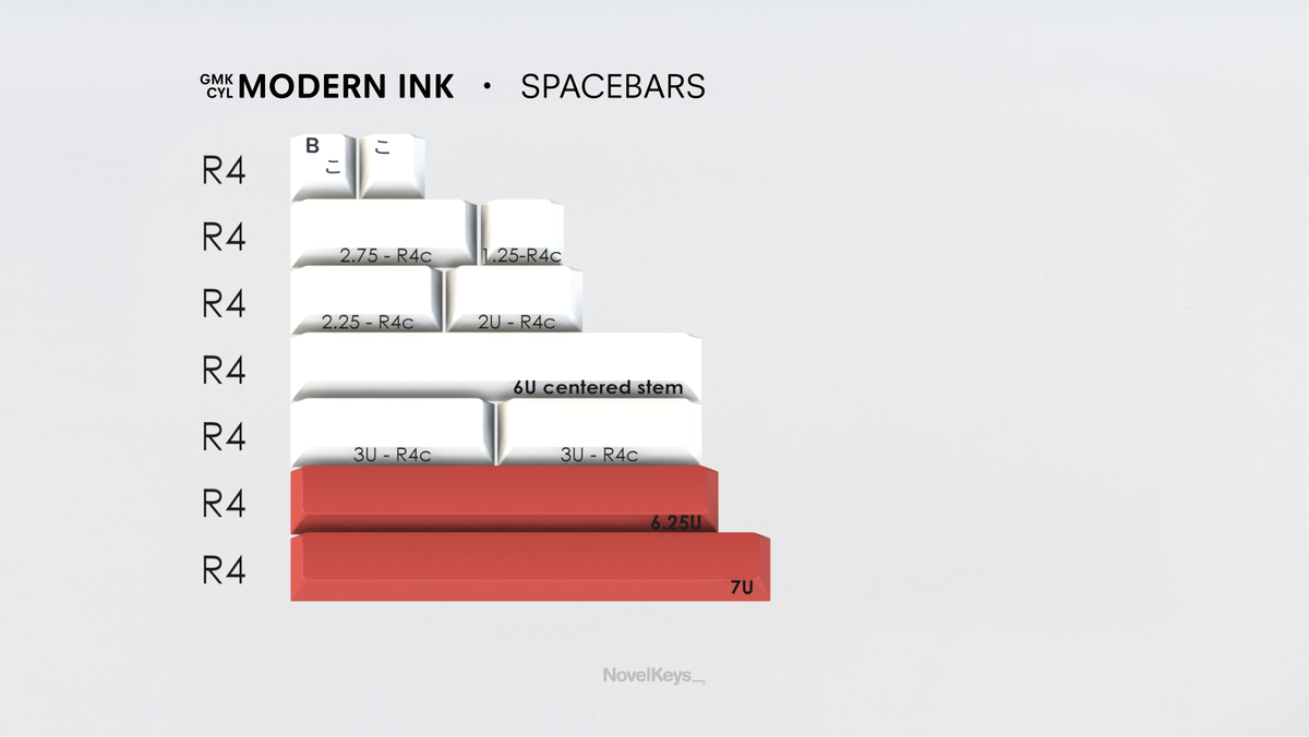  render of GMK CYL Modern Ink spacebars kit 