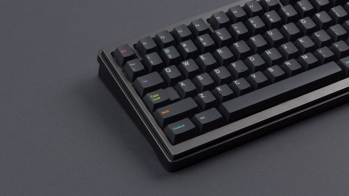  Monokai Material V2 on a black keyboard close up left side 