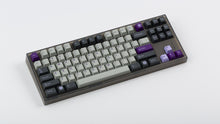 Load image into Gallery viewer, GMK CYK NTD on smoke NK87 keyboard zoomed in on right