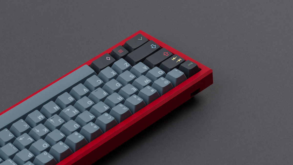  GMK CYL Nord on a red keyboard back view left side 