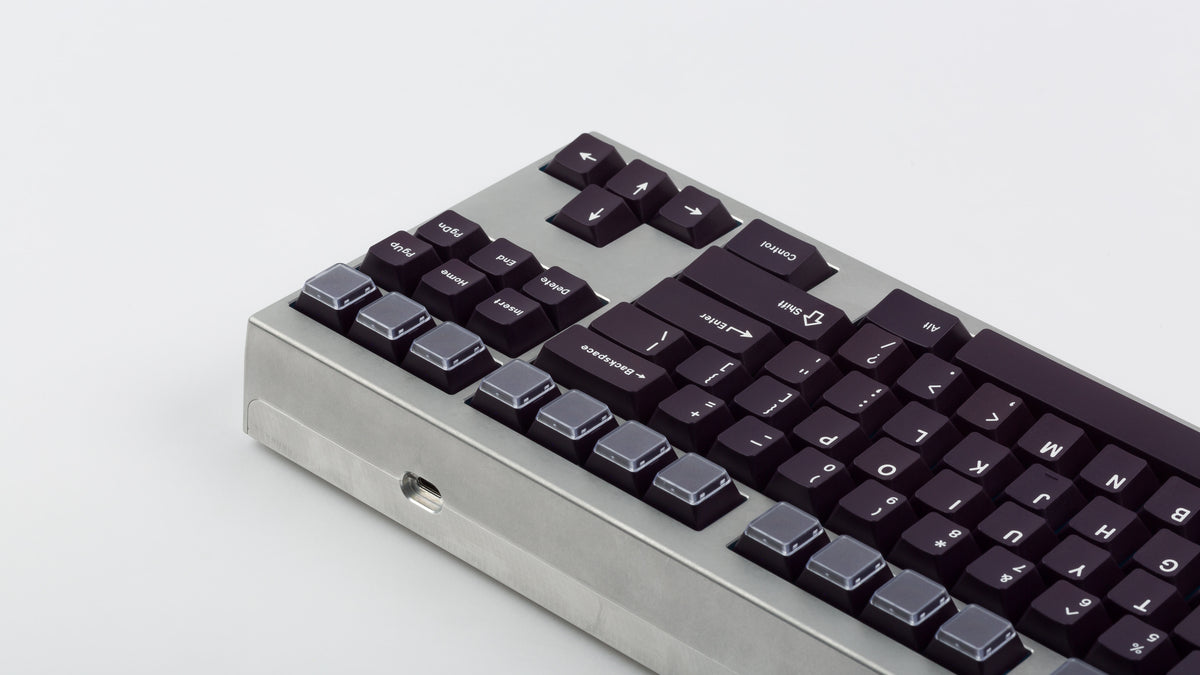  GMK CYL Regal on silver keyboard back view right side 