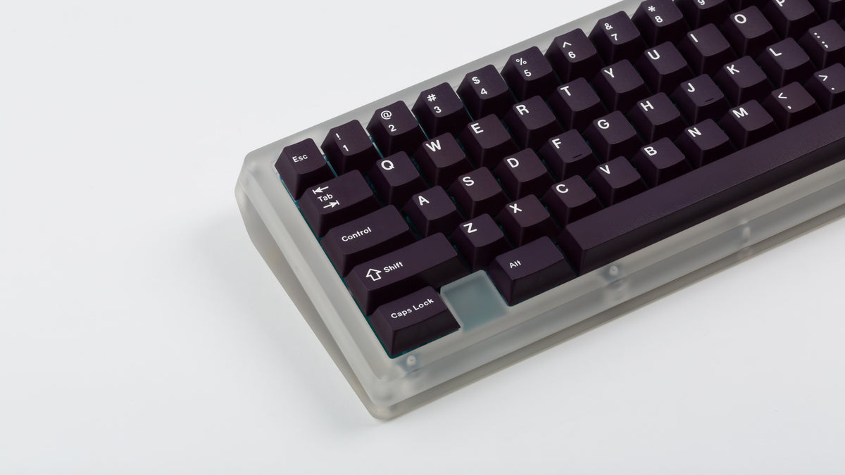  GMK CYL Regal on translucent keyboard zoomed in on left 