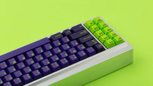 Load image into Gallery viewer, GMK CYL Shinseiki on a silver keyboard back view close up on left side