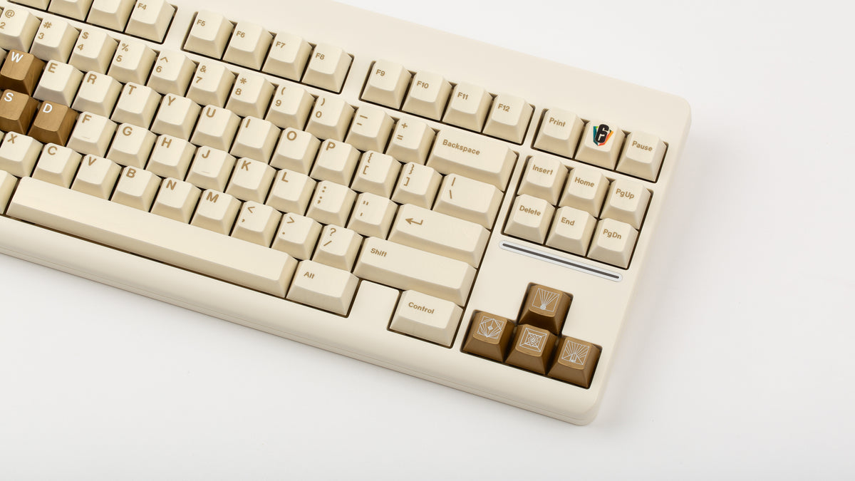  GMK CYL Rainbow 6 Siege - Winner's Circle on a beige CLASSIC-TKL close up on right side 