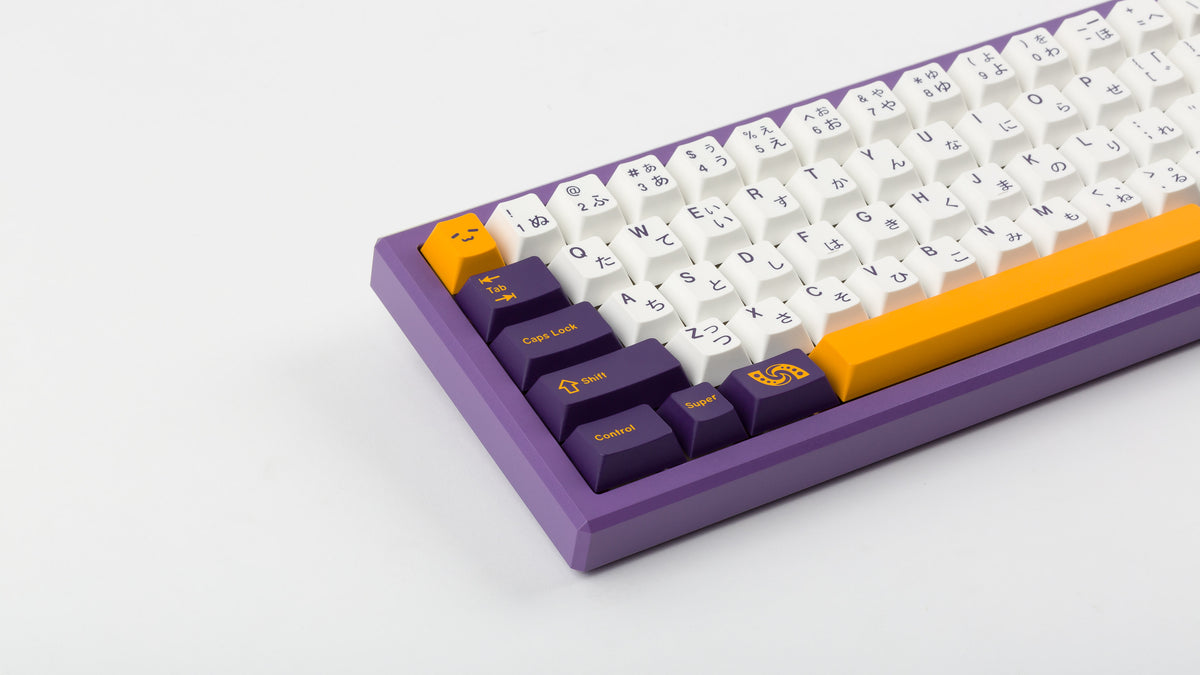  GMK CYL Tako on a purple keyboard zoomed in on left 