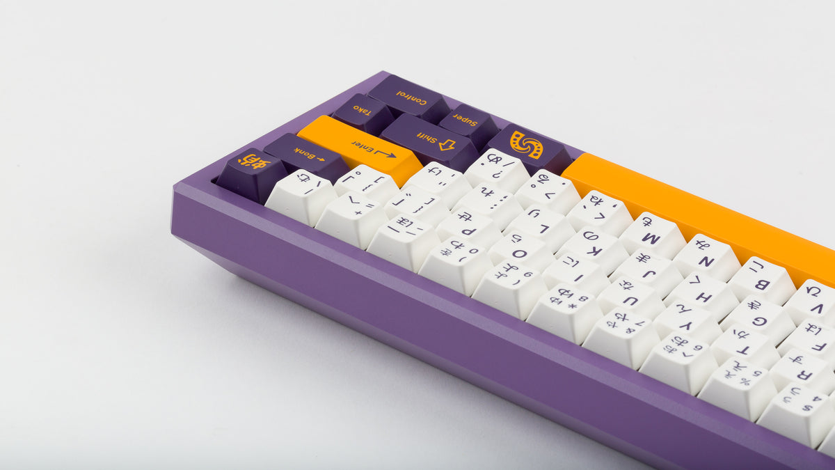  GMK CYL Tako on a purple keyboard back view right side 