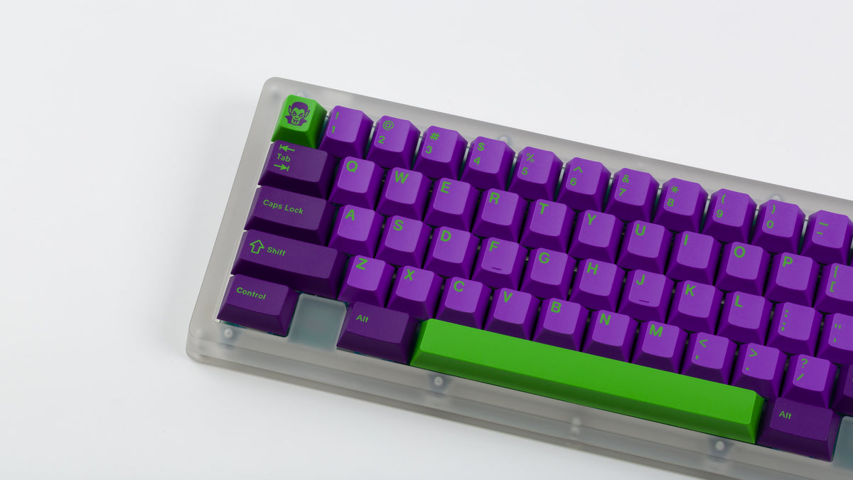  GMK CYL Terror on a translucent keyboard zoomed in on left 