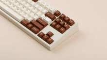 Load image into Gallery viewer, GMK CYL Tiramisu on beige keyboard zoomed in on right