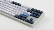 Load image into Gallery viewer, GMK CYL Trackday on a translucent NK87 keyboard zoomed in on right