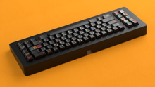 Load image into Gallery viewer, render of GMK CYL Tribal on a Black keyboard back view angled