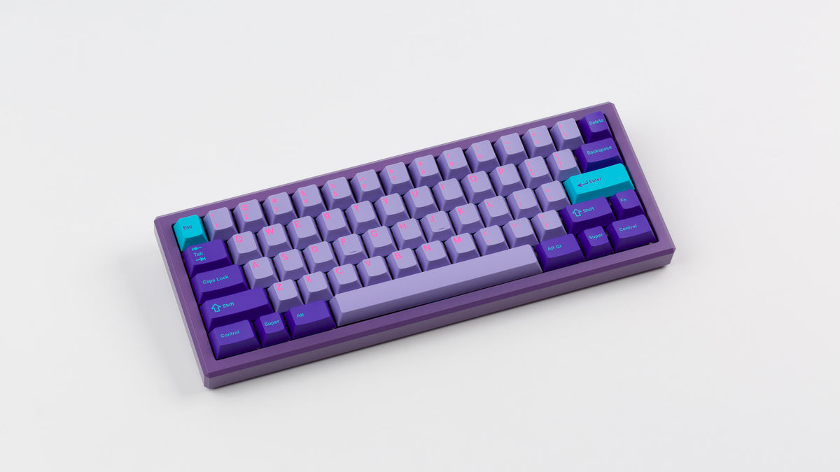  GMK CYL Vaporwave on a purple keyboard 