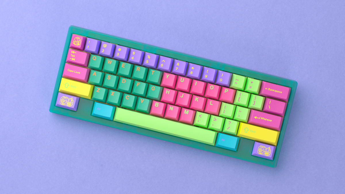  render of GMK CYL Windbreaker on a green Beetle60 angled 