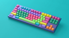 Load image into Gallery viewer, render of GMK CYL Windbreaker on a Purple Keycult No. 3/TKL angled on a blue background