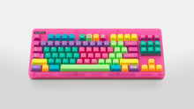 Load image into Gallery viewer, GMK CYL Windbreaker colorful keycap set on pink translucent TKL keyboard, front view