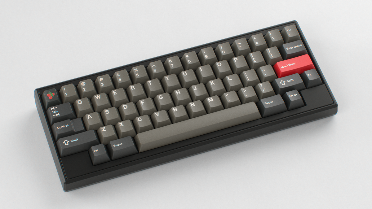  render of GMK CYL Dolch R5X on a black Keycult Zero HHKB angled 