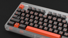Load image into Gallery viewer, render of GMK CYL Kaiju R3 Kaiju Dark on a clear CLASSIC-TKL close up on left side angled