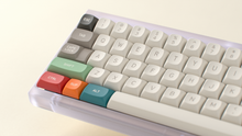 Load image into Gallery viewer, render of GMK Foundation on a PC No. 2/65 keyboard close up on lef side with MTNU caps