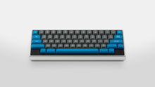Load image into Gallery viewer, GMK MTNU Space Cadet on a silver Keycult Zero keyboard with black accent bars