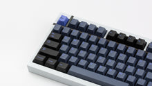 Load image into Gallery viewer, GMK CYL Nightshade on a white BOX 75 keyboard close up on left side