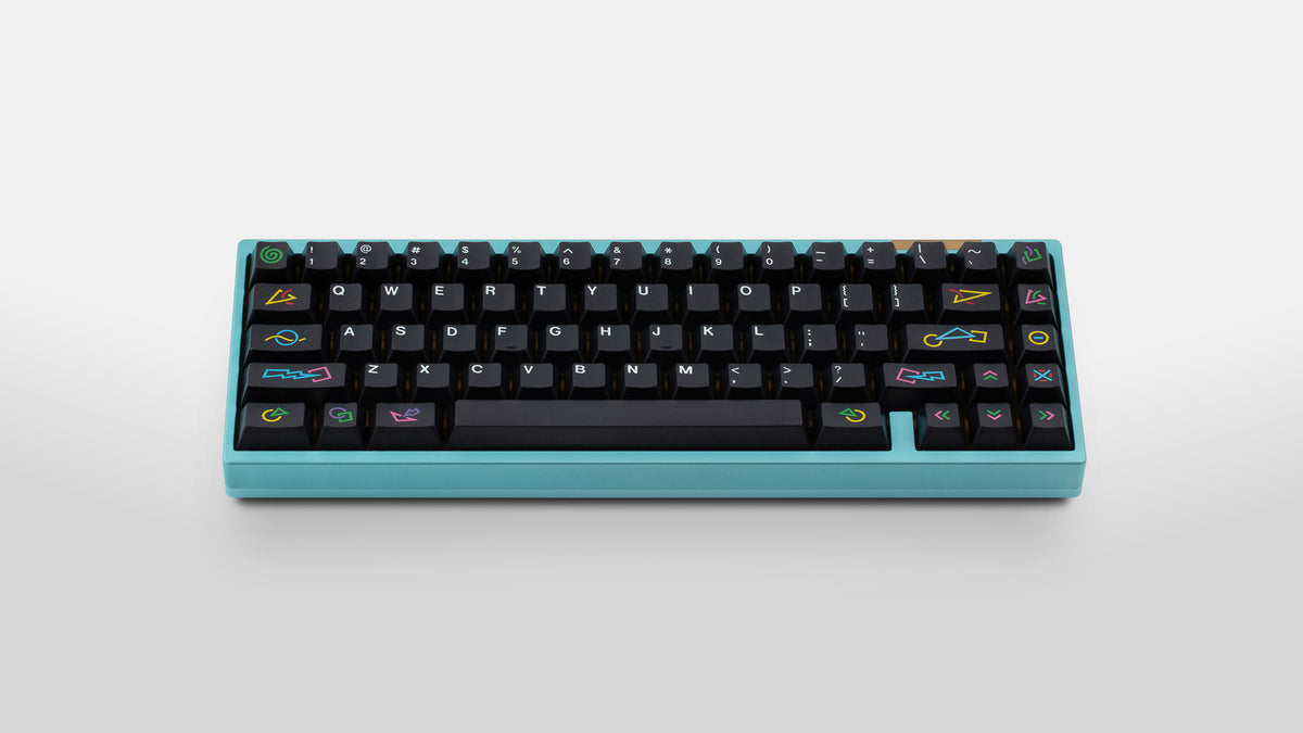  GMK CYL Polybius on a blue keyboard top down 