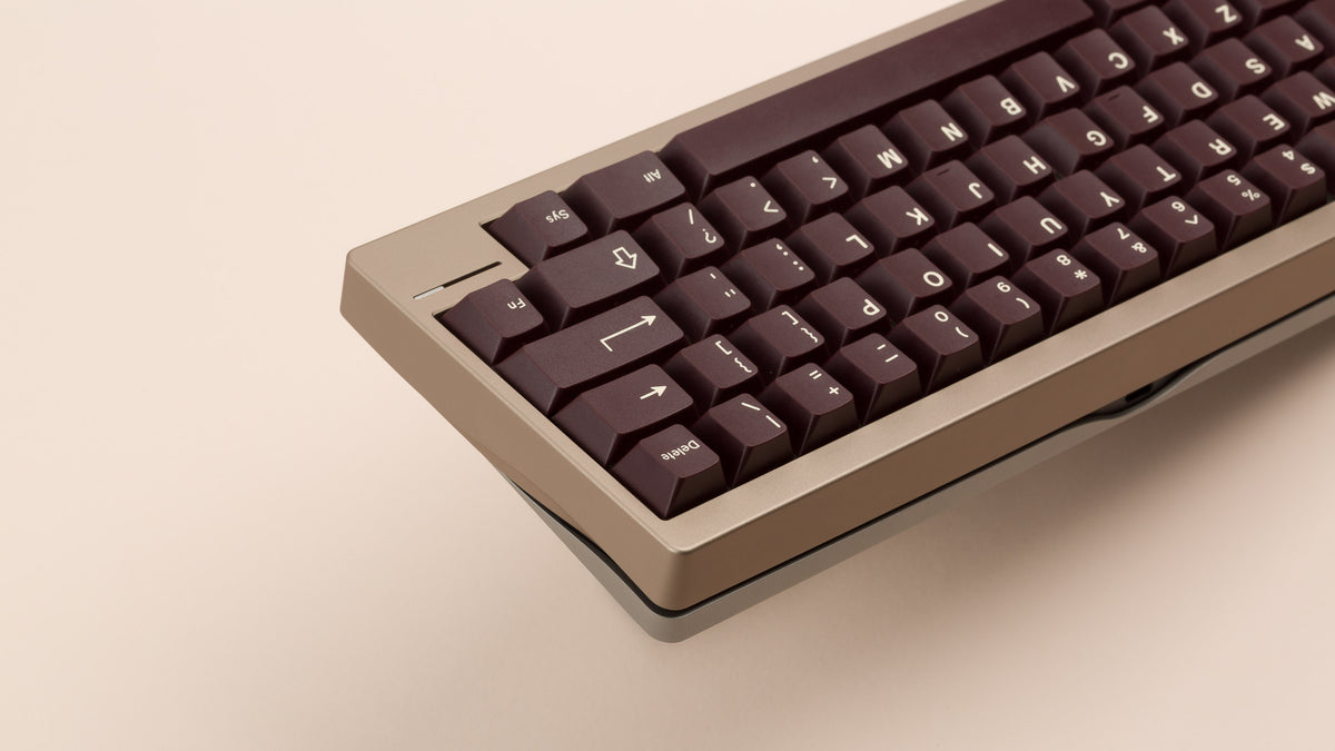  taupe lily close up back view right side with brown keycaps 