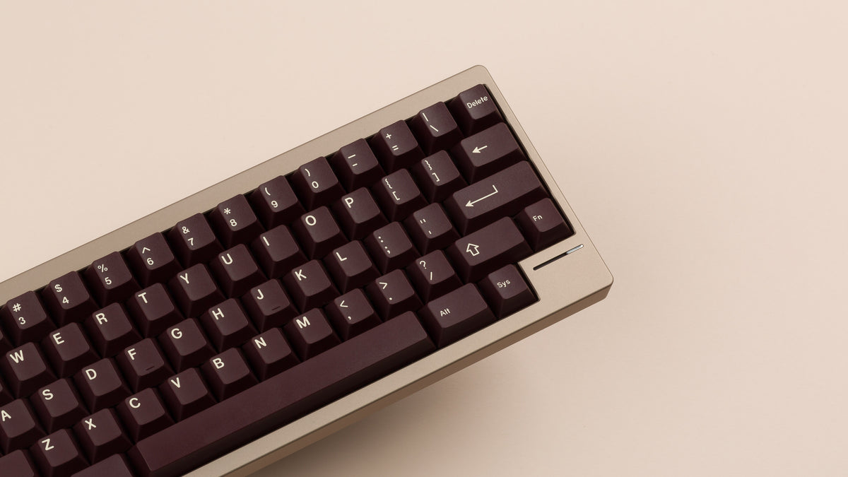  taupe lily angled right side featuring brown keycaps 