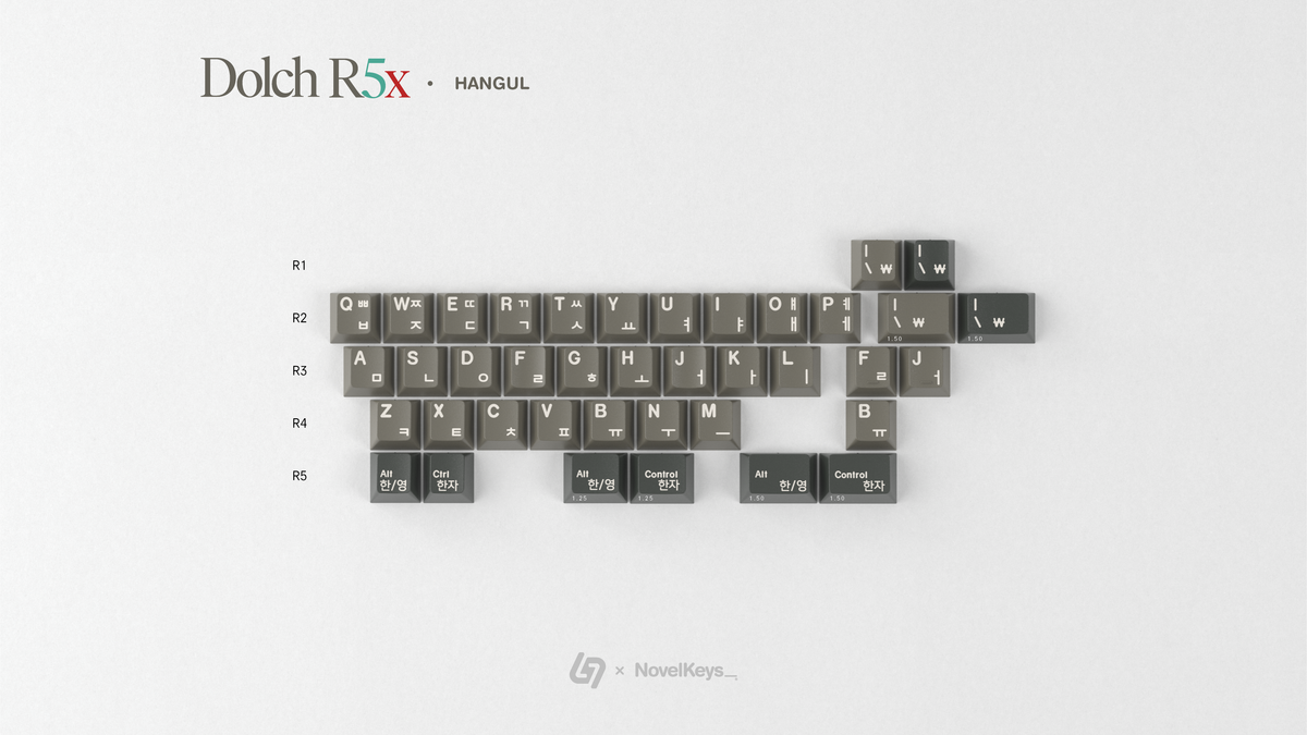  render of GMK CYL Dolch R5X hangul kit 