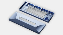 Load image into Gallery viewer, Render of blue anodized aluminum Hope keyboard case showing top plate interior and external bottom with brushed weight