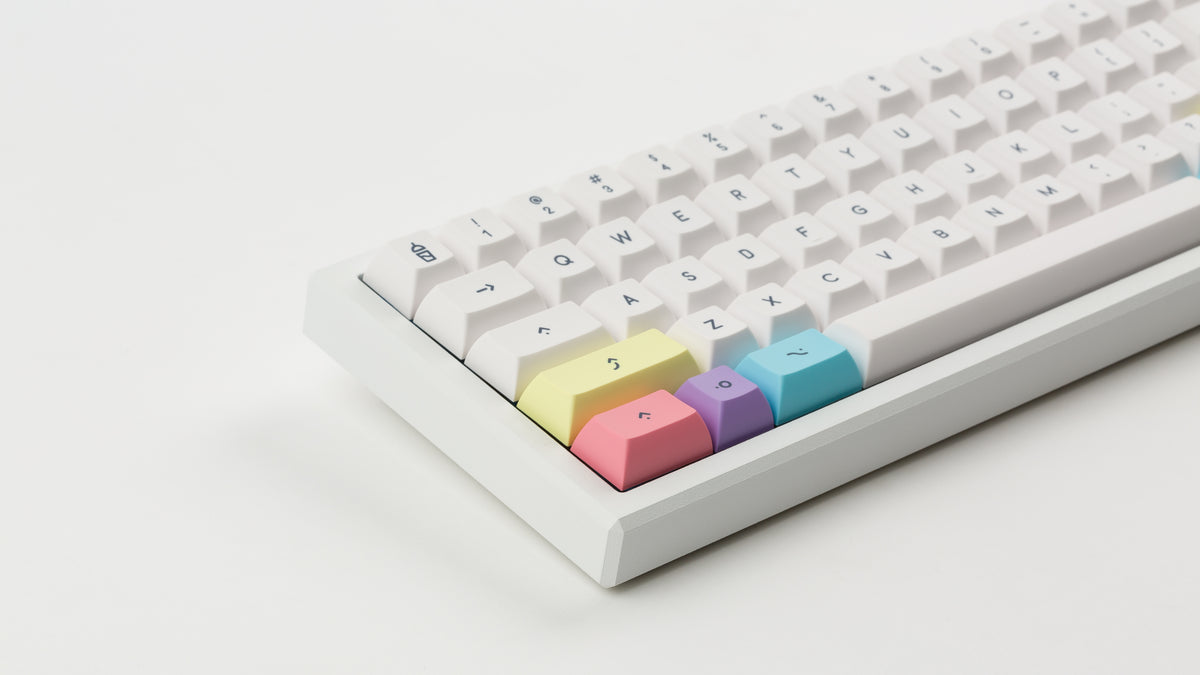  KAT Milkshake Light Base Kit on a white keyboard zoomed in on left 