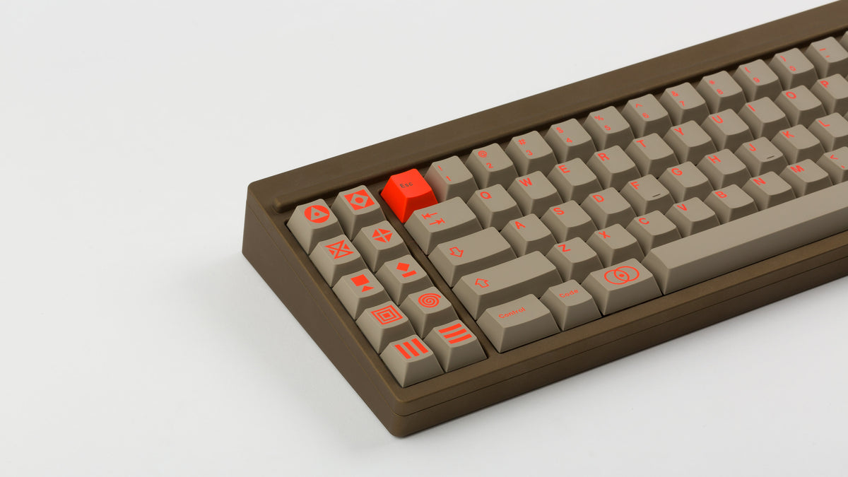  Key Kobo Signet on a brown keyboard zoomed in on left 