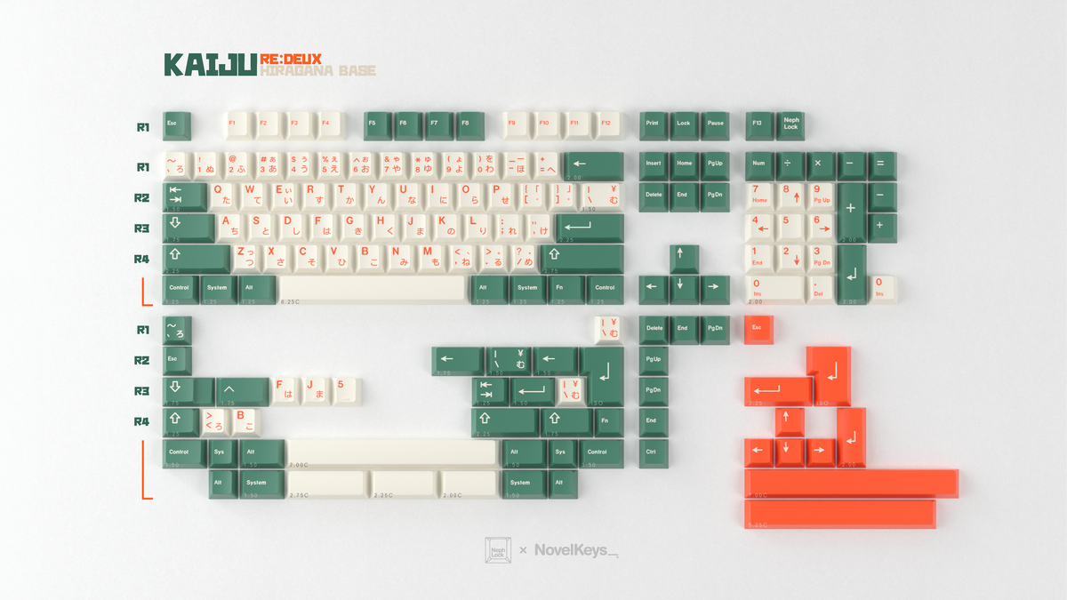  render of GMK CYL Kaiju R3 Hiragana Base Kit 