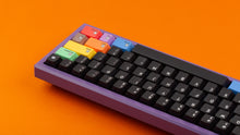 Load image into Gallery viewer, Keycapsule Prism dark on a purple keyboard back view right side