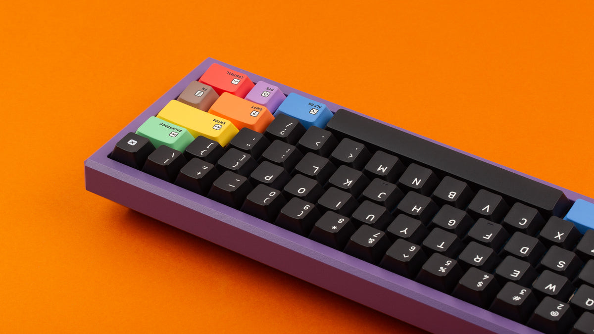  Keycapsule Prism dark on a purple keyboard back view right side 