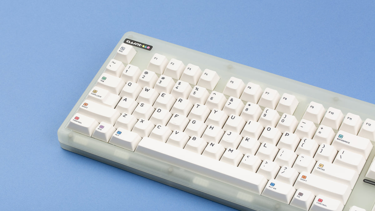  Keycapsule Prism on a CLASSIC-GLO keyboard close up on left side angled 