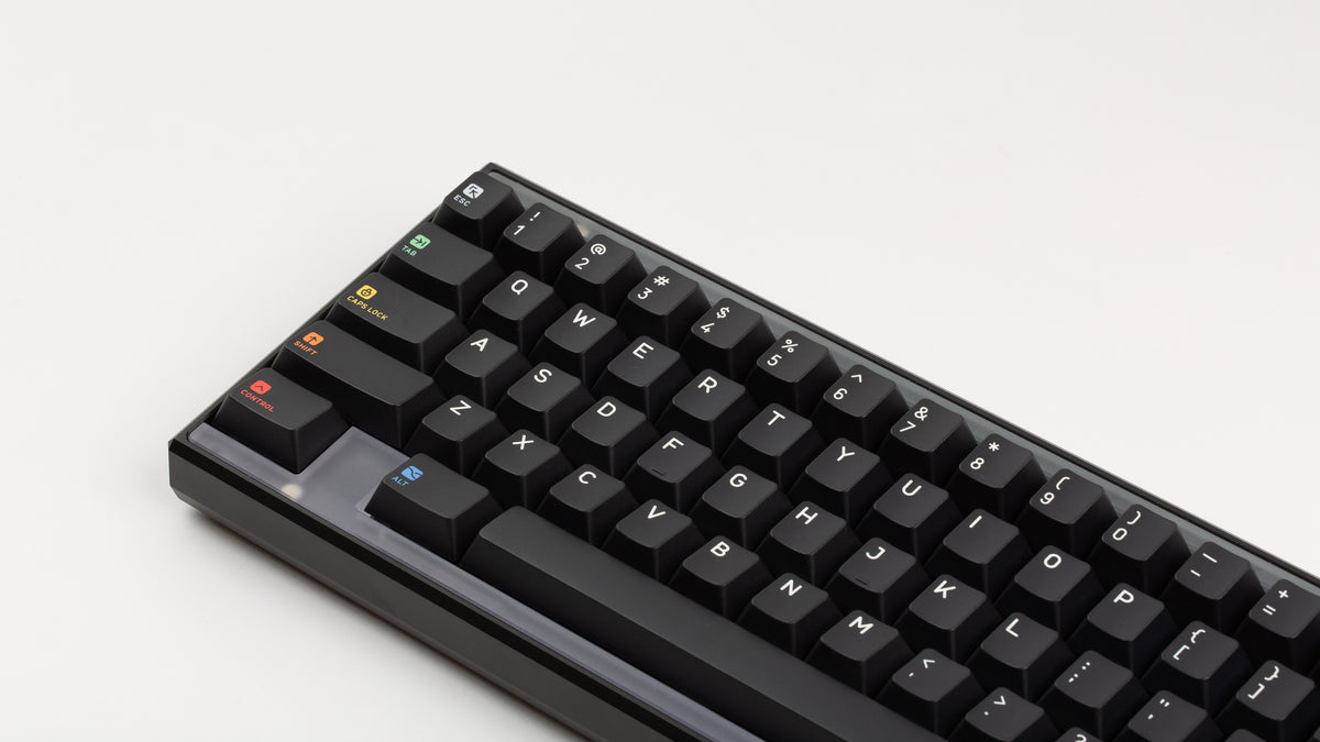  Keycapsule Prism on a black Keycult Zero with PC WKL Accent Layout Bars close up on left side 