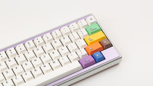 Load image into Gallery viewer, Keycapsule Prism on a Silver Keycult Zero with Lilac HHKB accent bar close up on right side