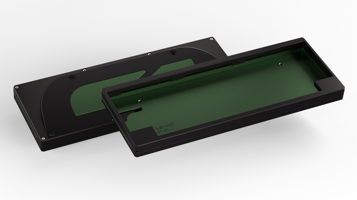 render of a Keycult No. 1 / 60 with a black case and alu camo green mid